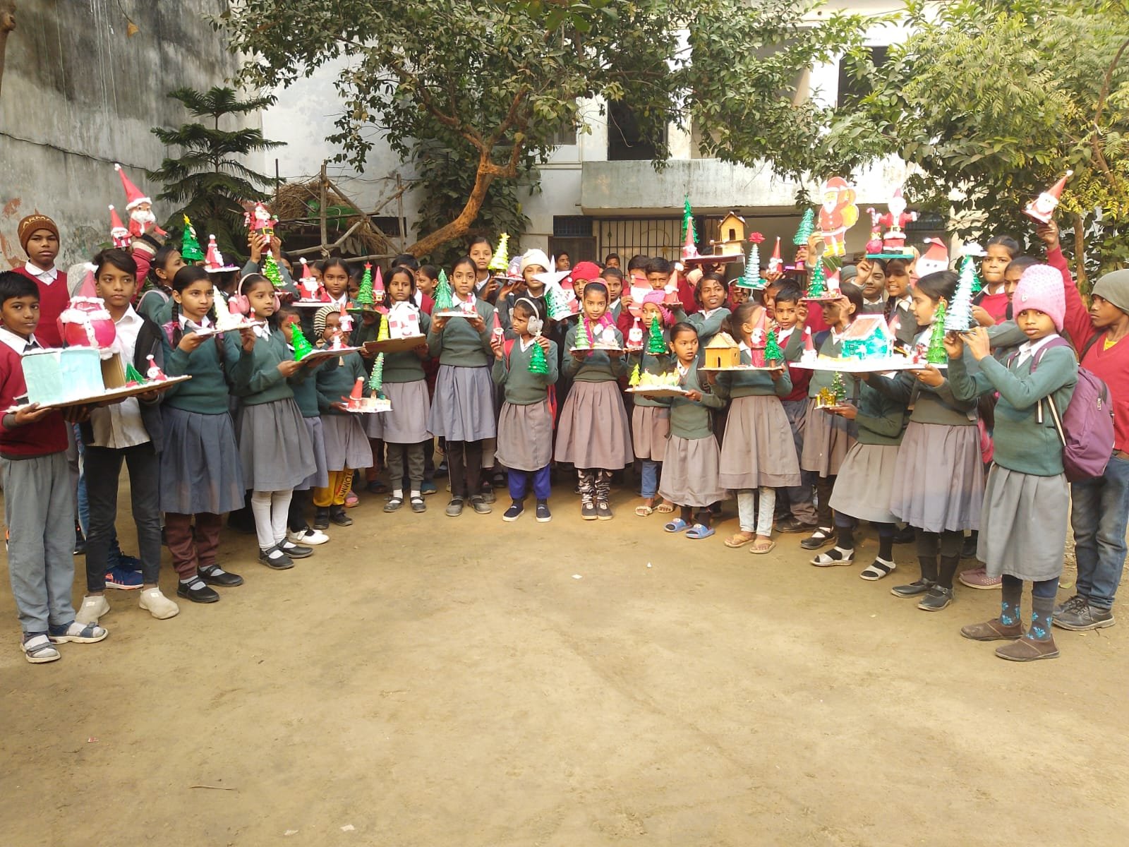 x-mas tree and Santa Claus making by student